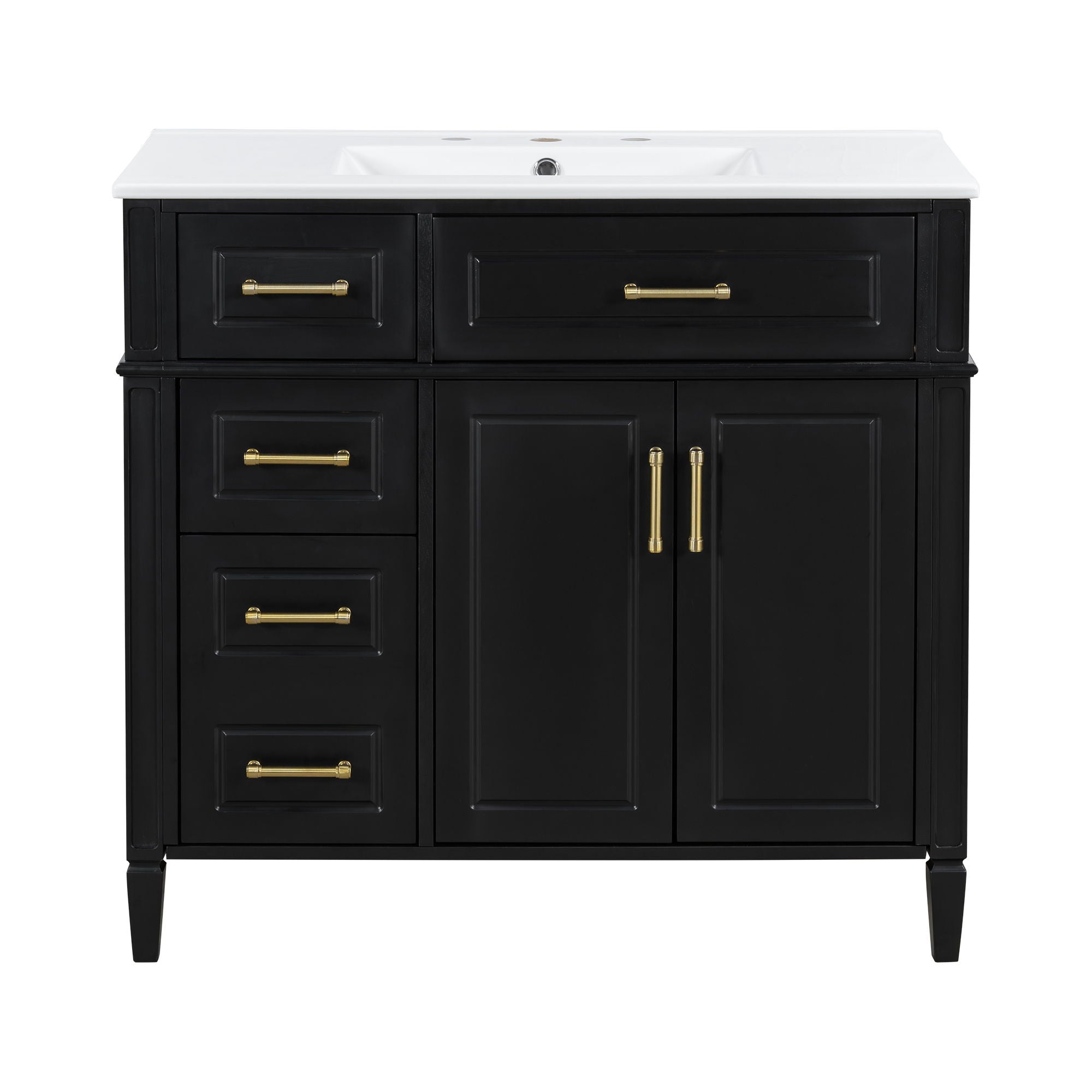 Bathroom Vanity With Sink, 4 Drawers, 2 Doors