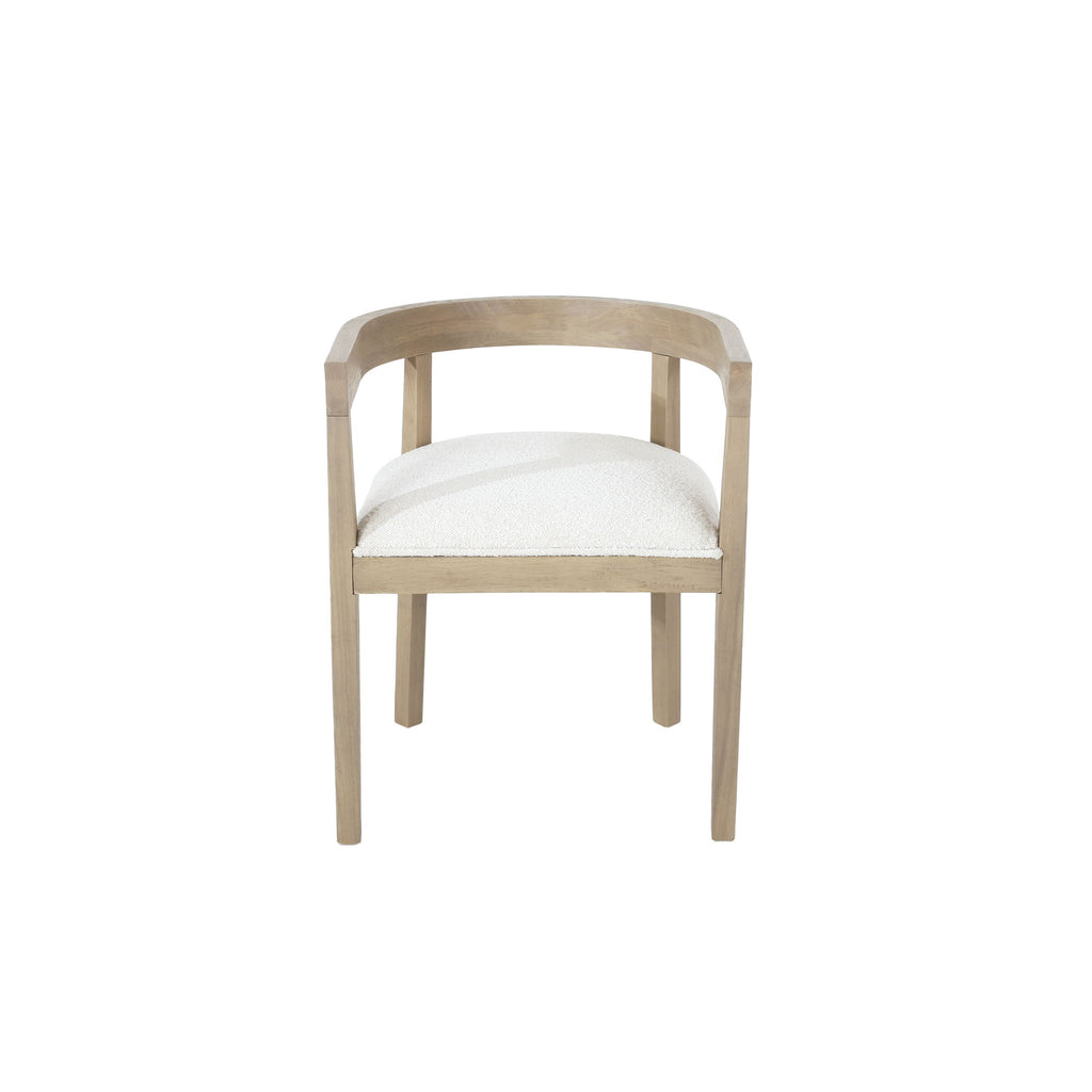 Modern Mid Century Dining Arm Chair Set With Upholstered Frame - Natural