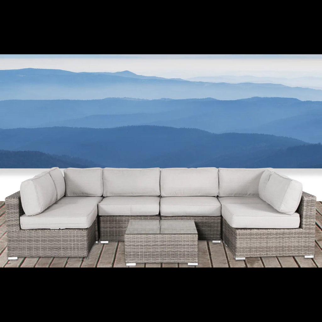 Patio Sofa Set For 4 With Cushions Convenient Outdoor Seating Group - Brown / Gray