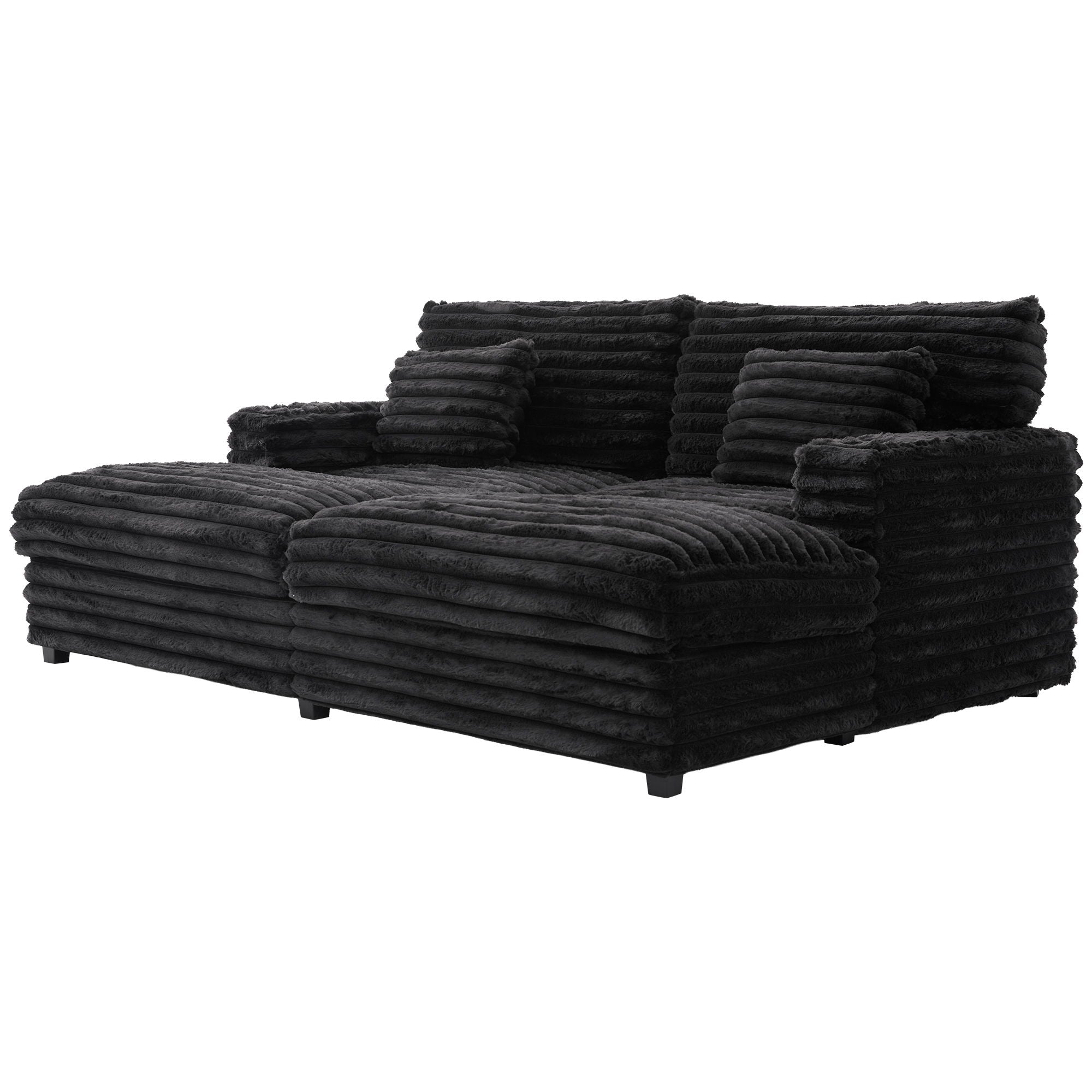 Oversized Double Chaise Lounge Sofa With USB Ports And Cup Holders