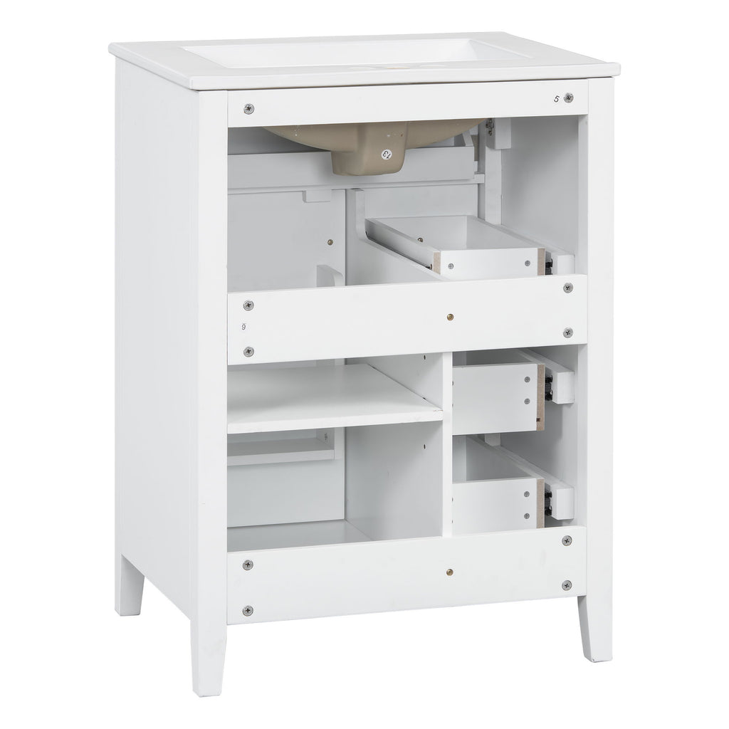 Bathroom Vanity With Sink, 3 Drawers & Cabinet With Adjustable Shelves