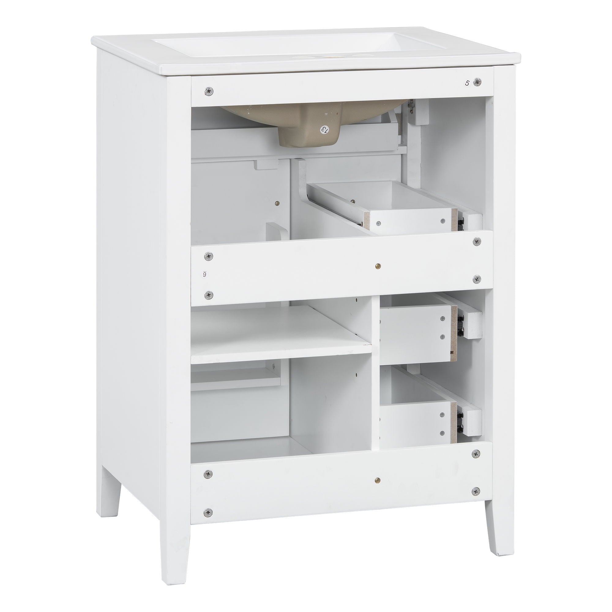 Bathroom Vanity With Sink, 3 Drawers & Cabinet With Adjustable Shelves