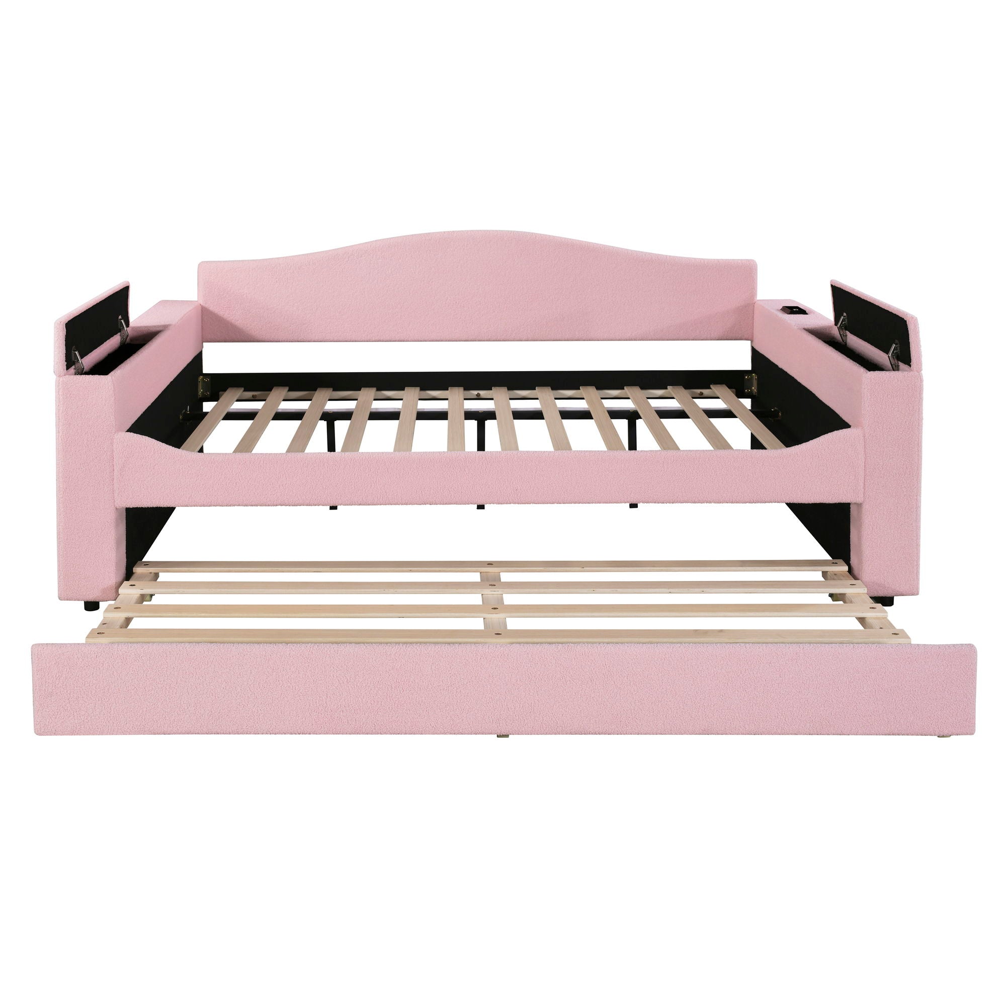 Upholstered Daybed With Storage Armrests, Trundle And Latest Integrated tooth Audio System