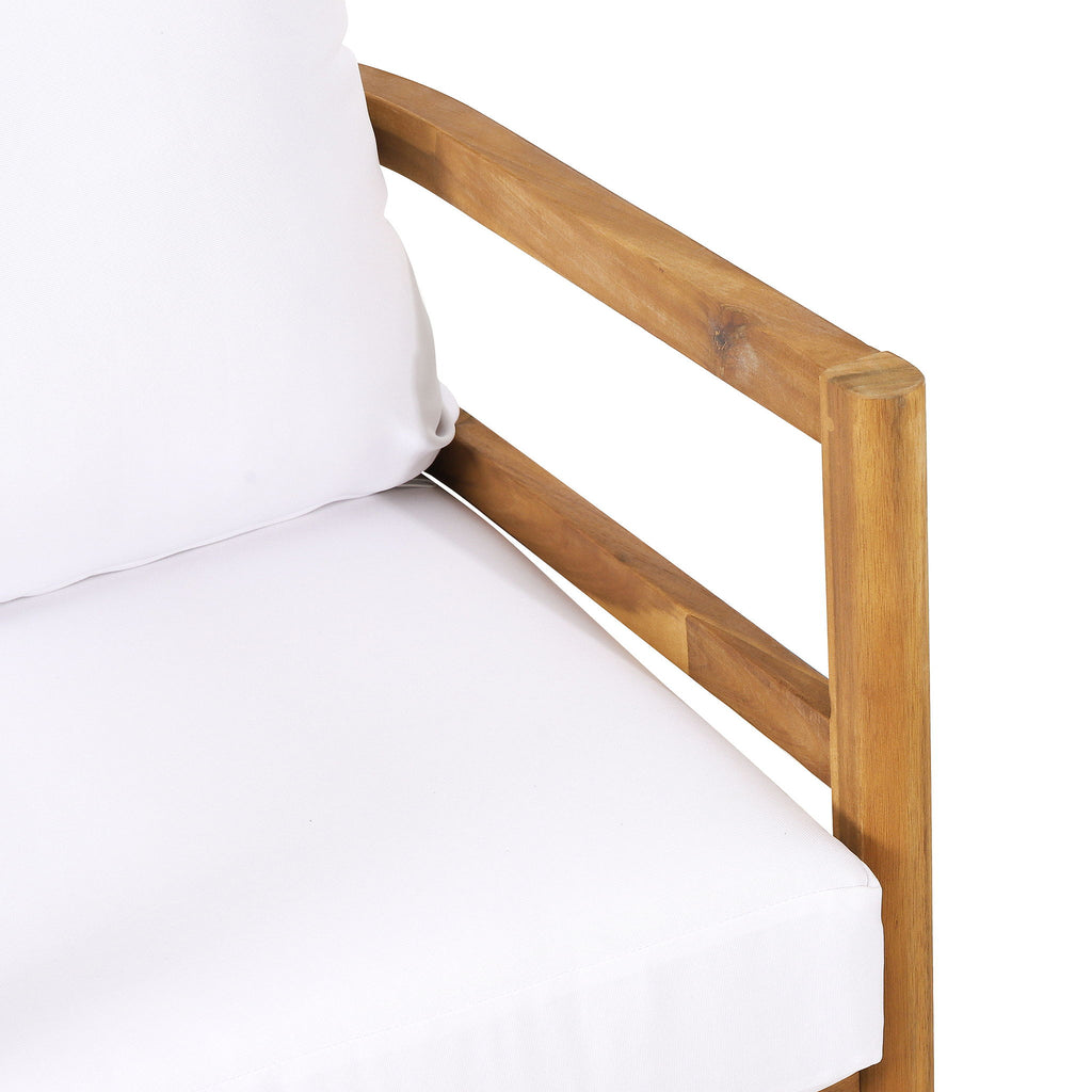 Outdoor Acacia Wood Patio Club Chair, Waterproof Thick Cushion, Deep Seating