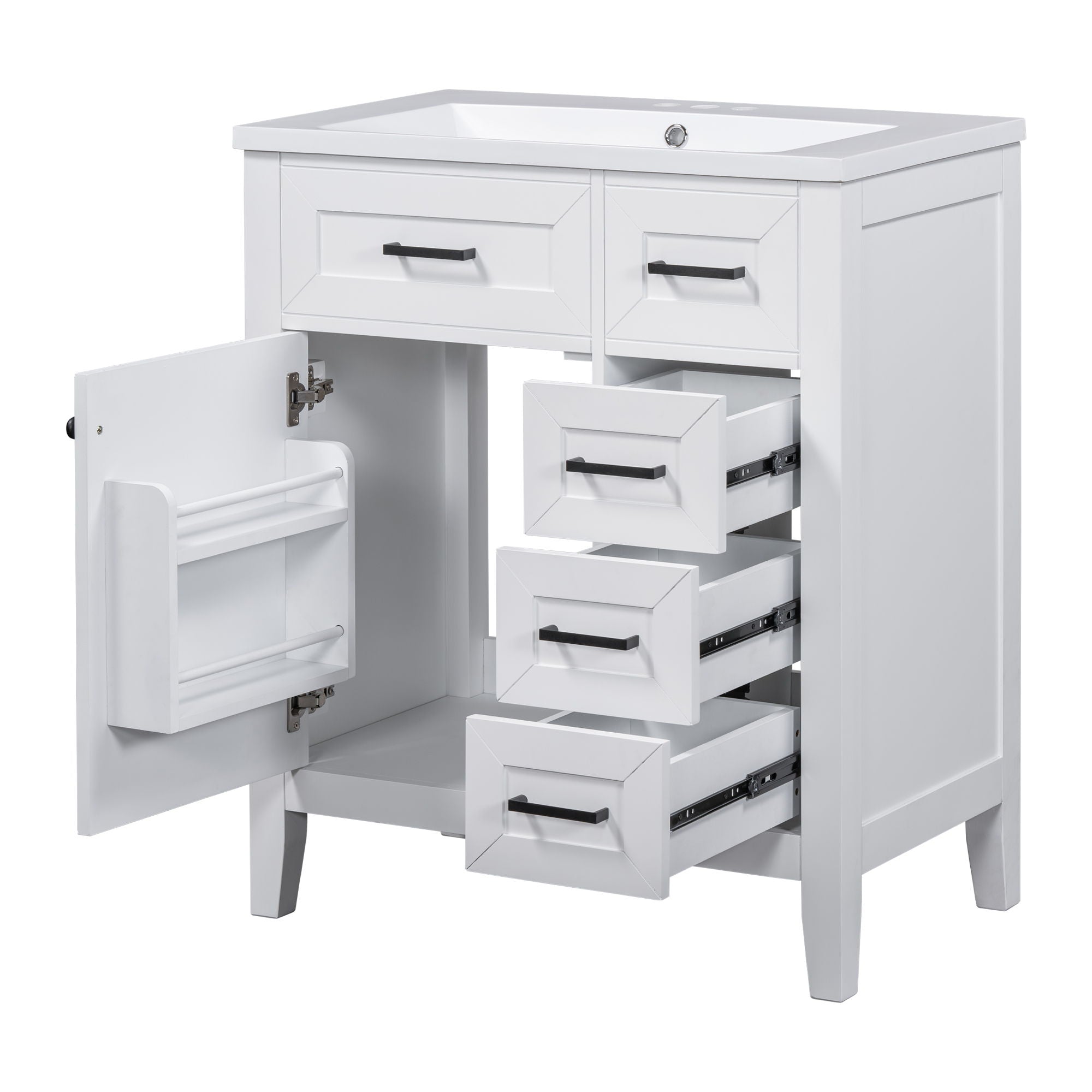 Modern Bathroom Vanity With Sink Combo, 3 Drawers, Undermount Drop-In Sink