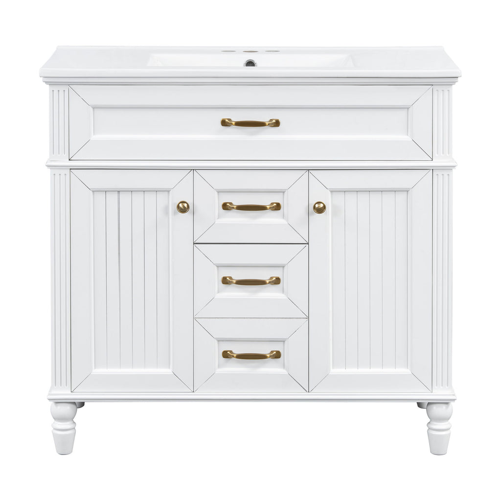 Modern Freestanding Bathroom Vanity With Sink, Cabinet, Soft-Close Drawers, Tip-Out Tray
