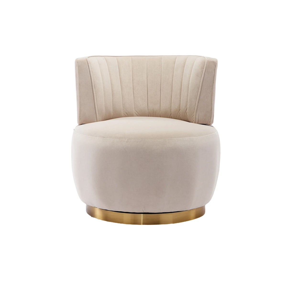 Swivel Barrel Accent Sofa Chair, 360 Degree Rotation, Fluffy Fabric - Beige
