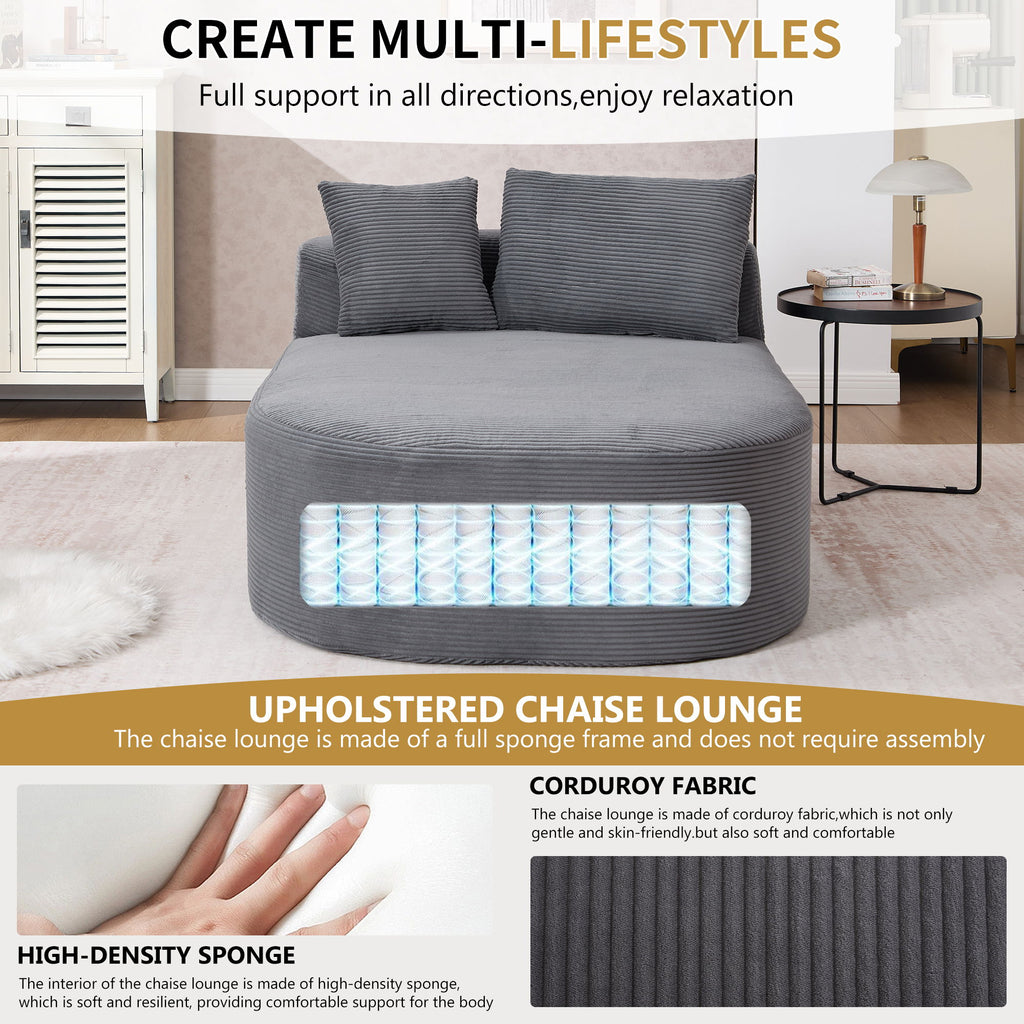Oversized Chaise Lounge Sofa Bed With Deep Seat And Soft Pillows
