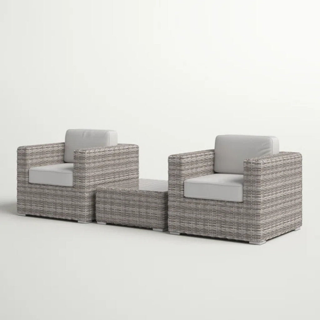 2 Person Seating Set With Cushions - Gray / Gray Mix