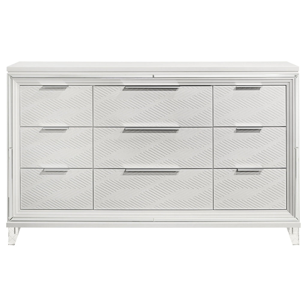 9 Drawer Dresser Cabinet With Picture Framed Fronts - White