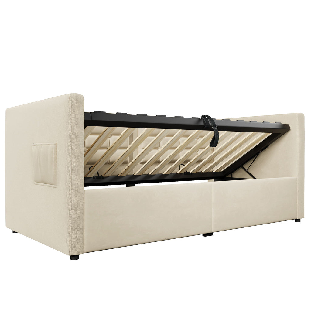 Upholstered Daybed With Hydraulic Storage And USB / Type - C Charging