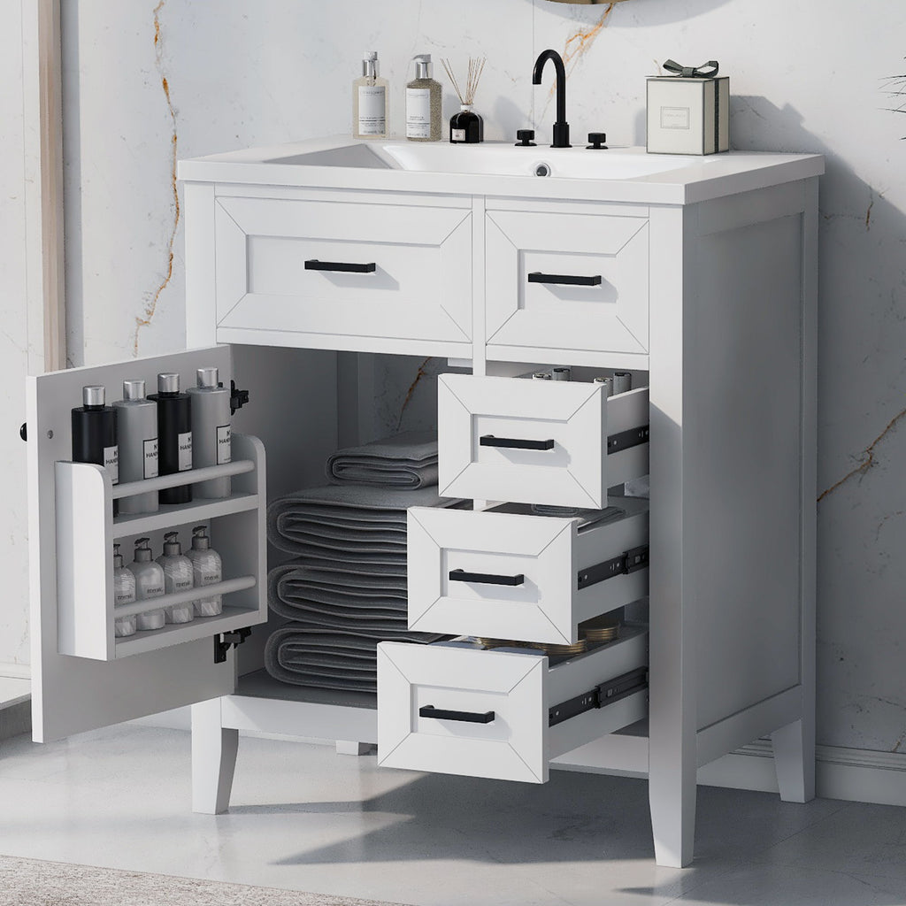 Modern Bathroom Vanity With Sink Combo, 3 Drawers, Undermount Drop-In Sink