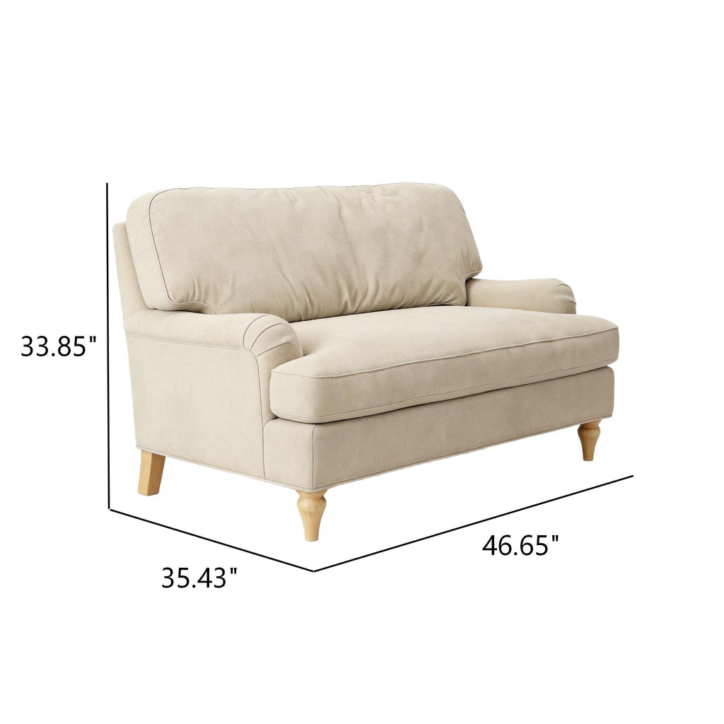 Loveseat Sofa, Upholstered Small Couch For Living Room - Cream Beige