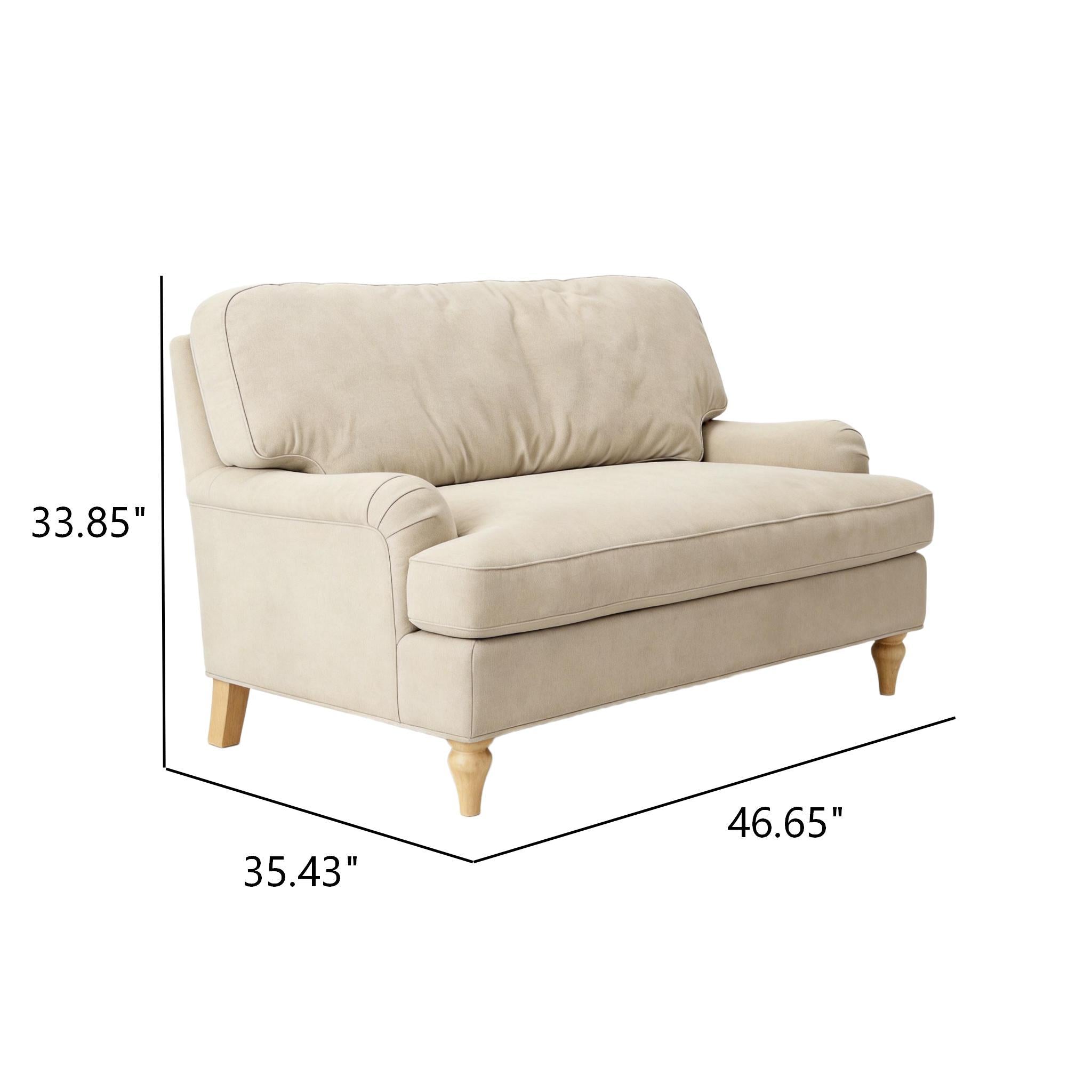 Loveseat Sofa, Upholstered Small Couch For Living Room - Cream Beige