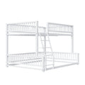 Bunk Bed Frame With Ladder And Safety Guardrails