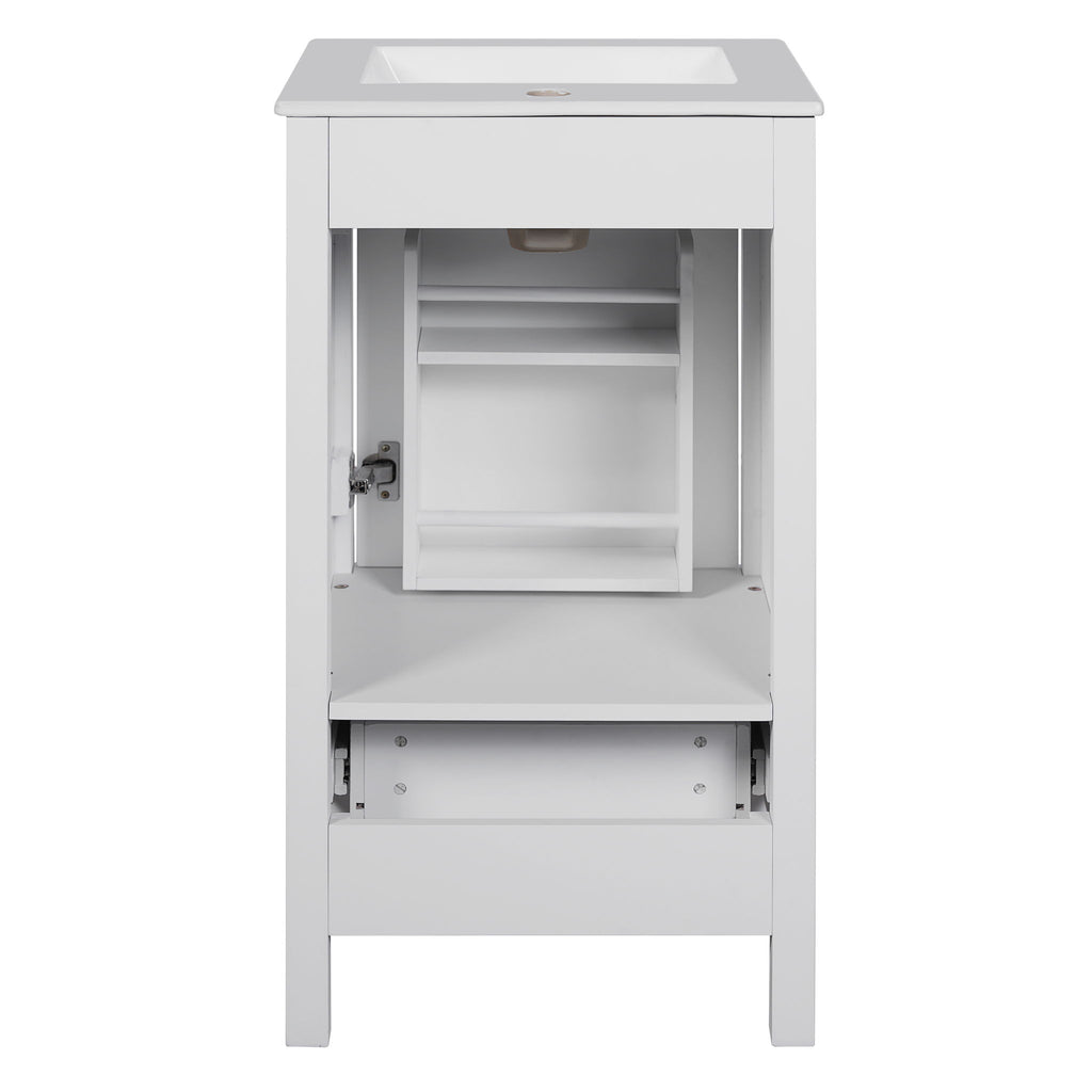 Bathroom Vanity With Ceramic Sink, Soft Close Drawers, Door Organizer, Divider Drawer, Adjustable Foot Pads