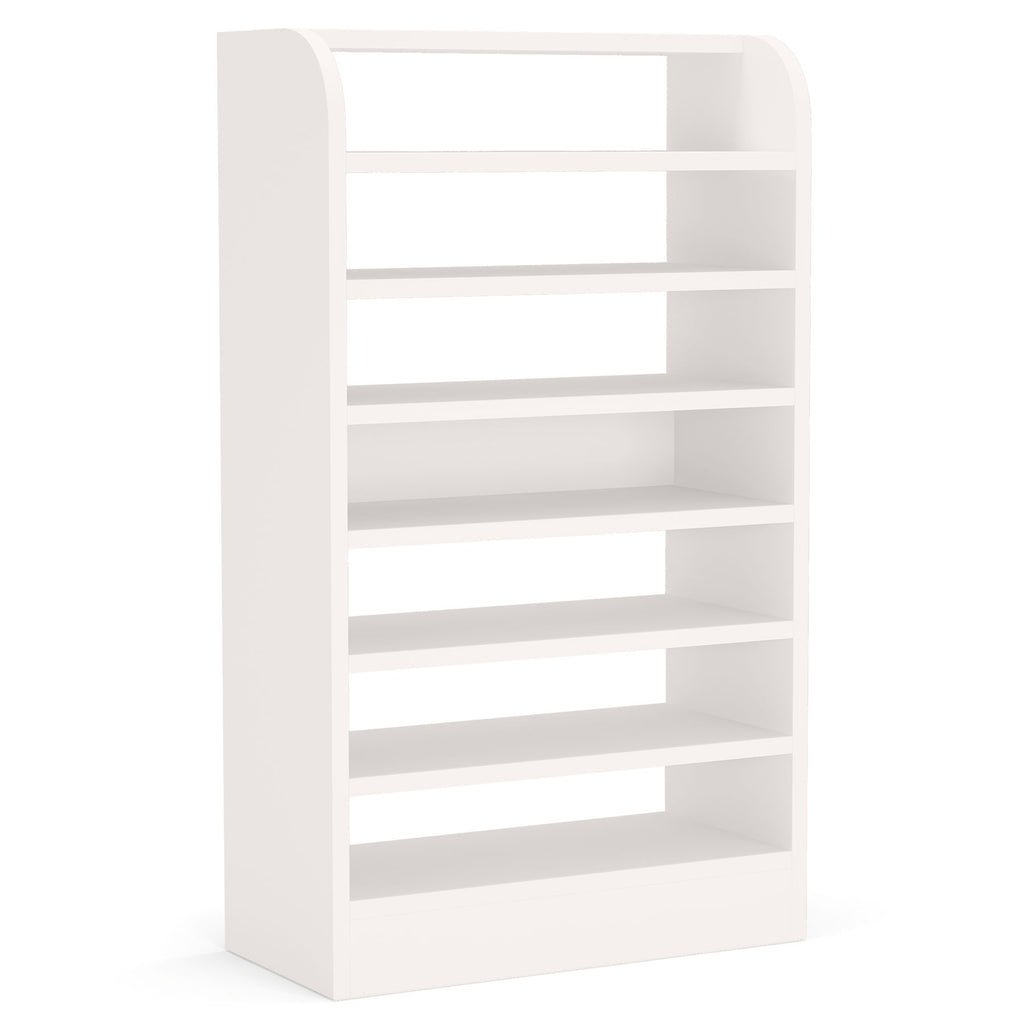 8 Tier Tall Shoe Rack, Wooden Shoe Storage Cabinet, Entryway Organizer - White