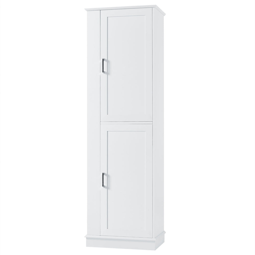 Tall Freestanding Bathroom Storage Cabinet With Adjustable Shelves And Side Hooks