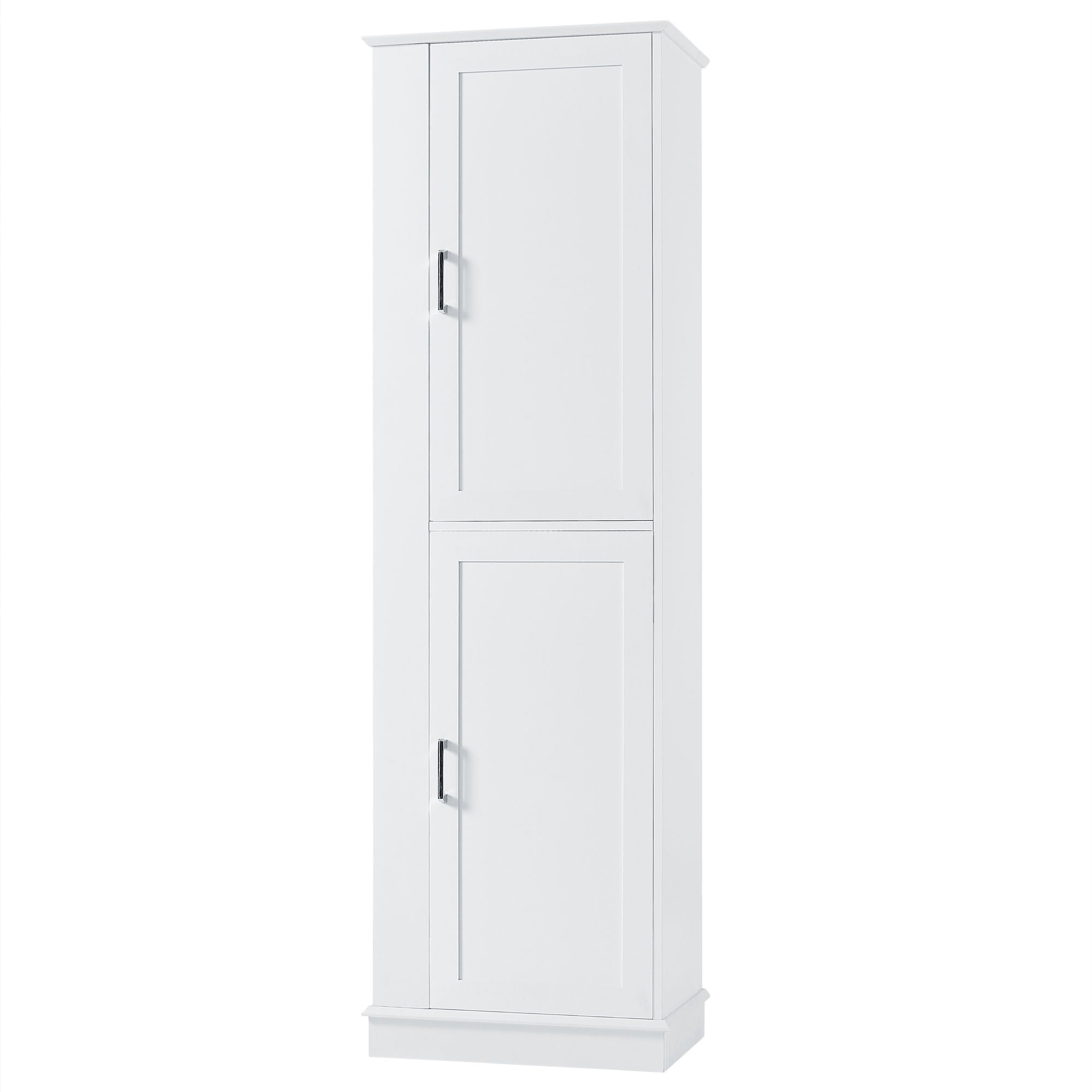 Tall Freestanding Bathroom Storage Cabinet With Adjustable Shelves And Side Hooks