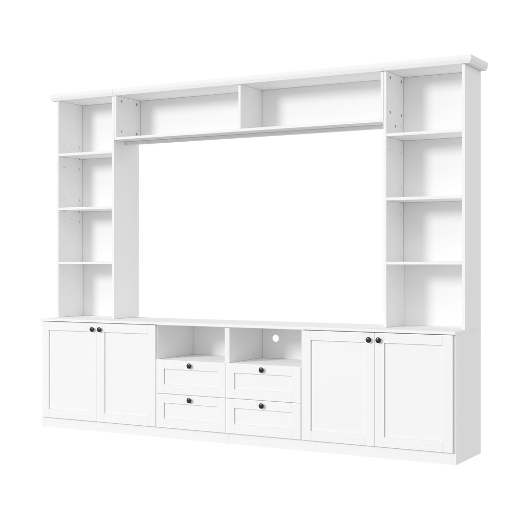 Farmhouse Elegant Entertainment Center Wall Unit With 4 Drawers