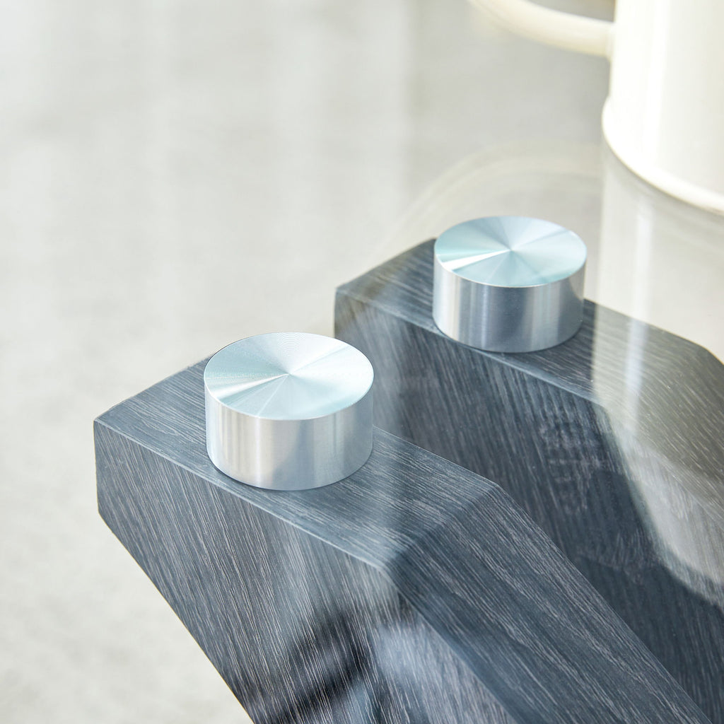 Artistic Rectangular Coffee Table With Tempered Glass Countertop