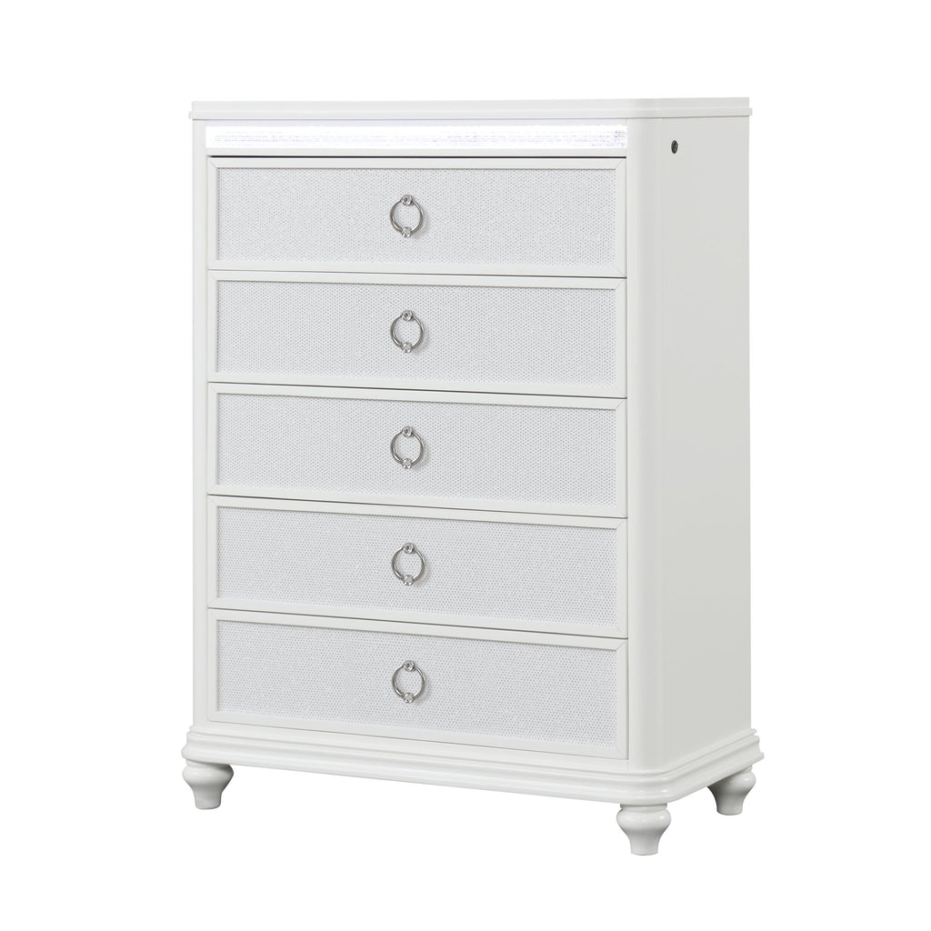 Abigale - 5 Drawer Chest With LED Lighting - White