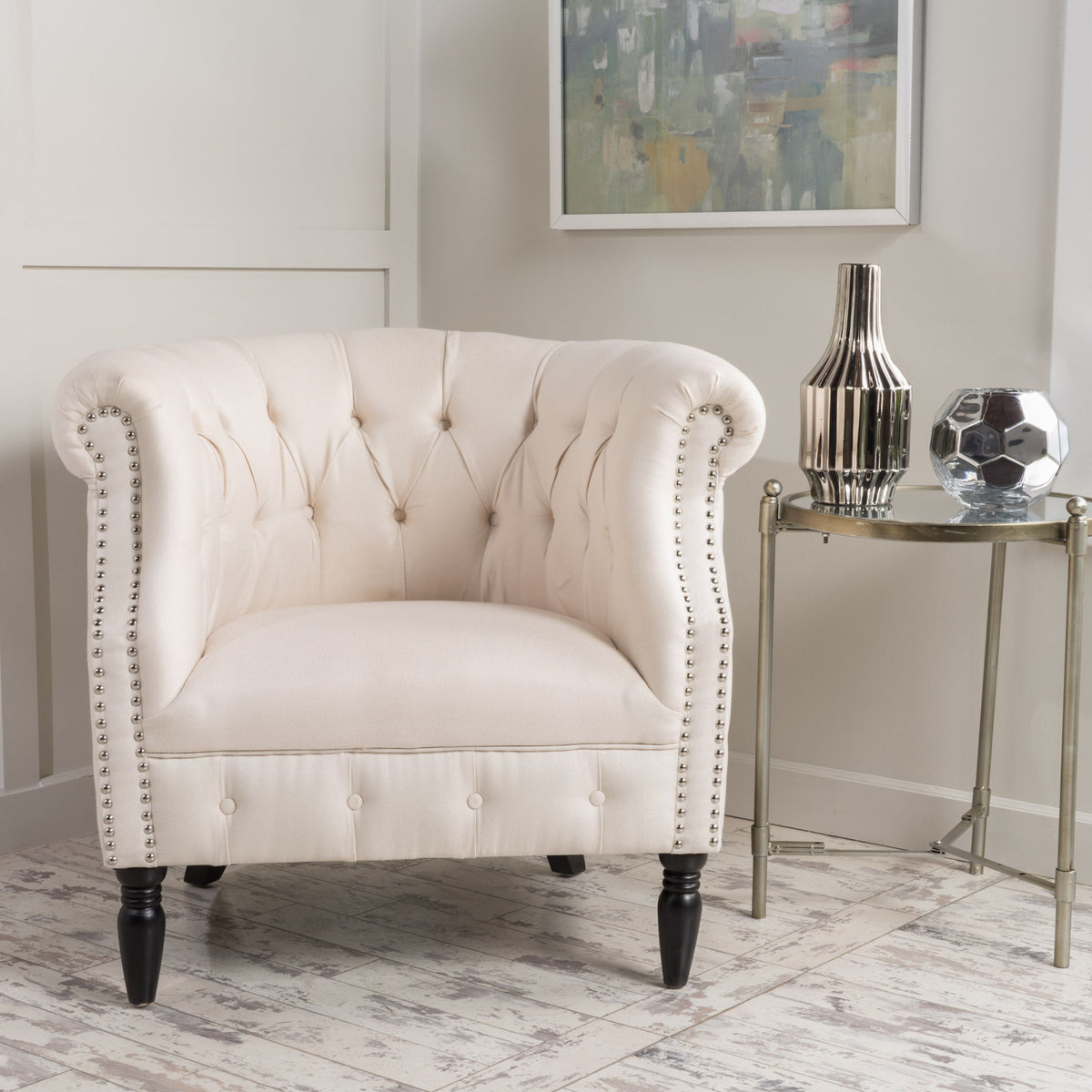 Celestialis - Upholstered Club Chair With Tub Design And Rolled Recessed Armrests