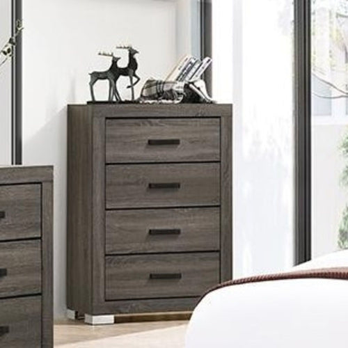 1 Piece Chest Bar Handle Bedroom Furniture With Texture And Clean Lines - Gray
