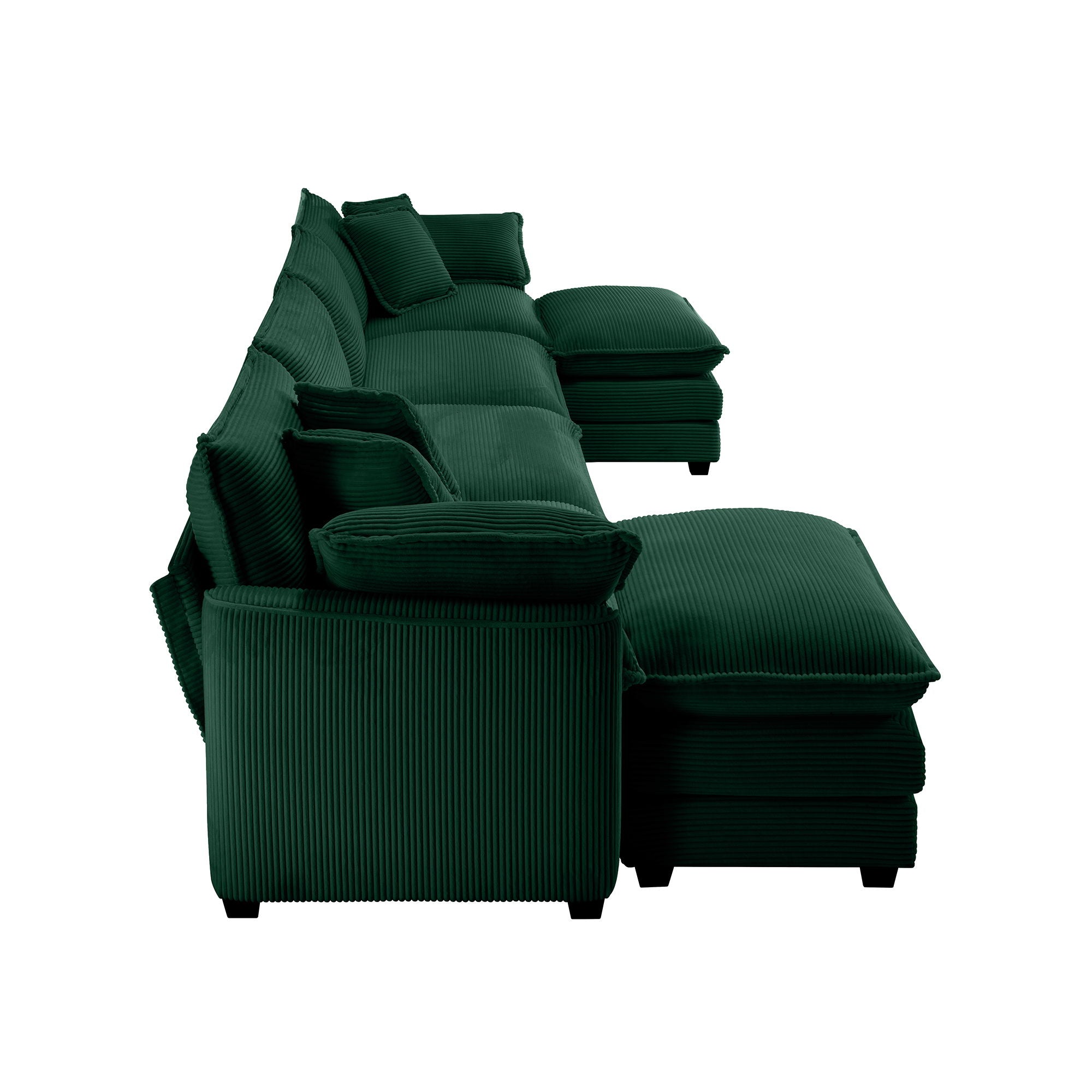Modern Modular Cushion Sofa With Ottoman, Low Back, Deep Seating Sofa Set