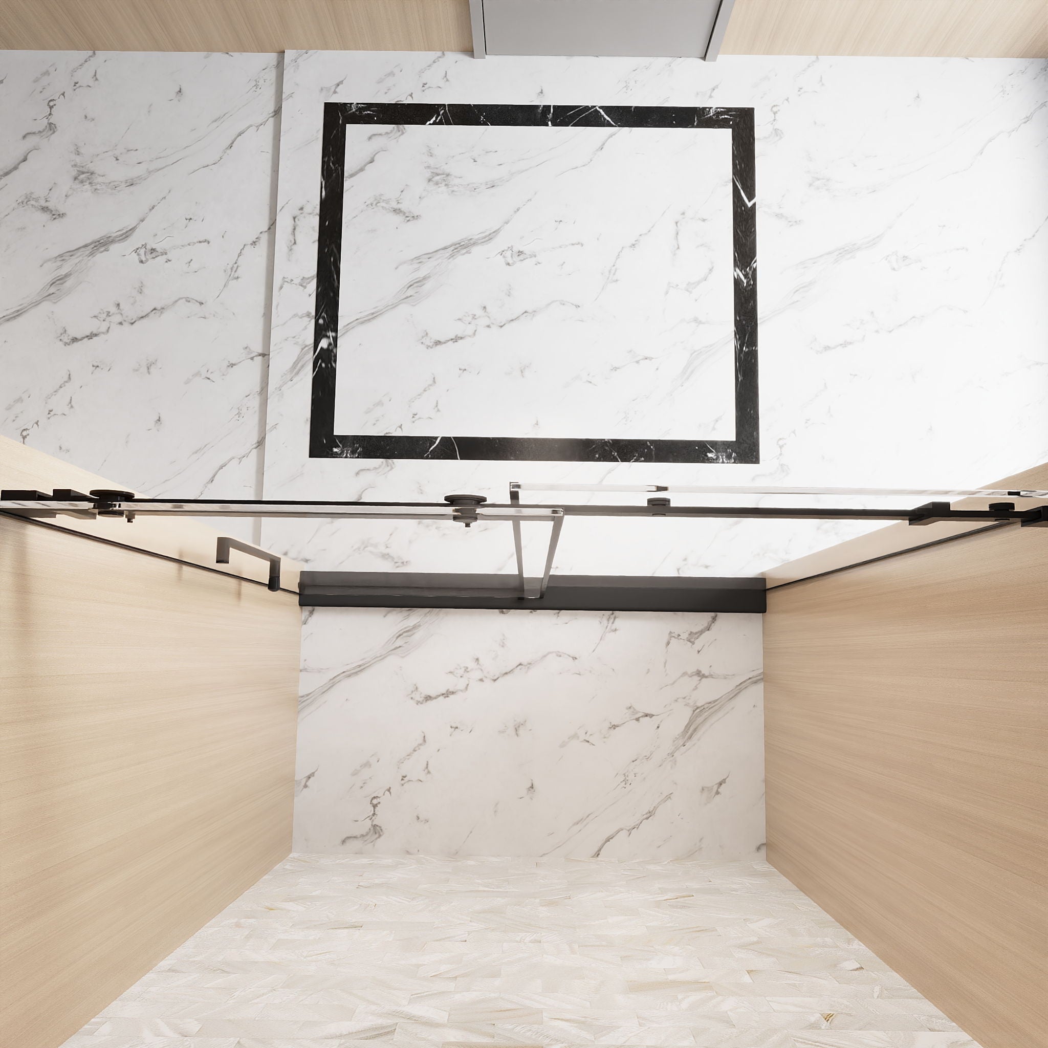 Frameless Single Sliding Shower Door, Square Tube Track