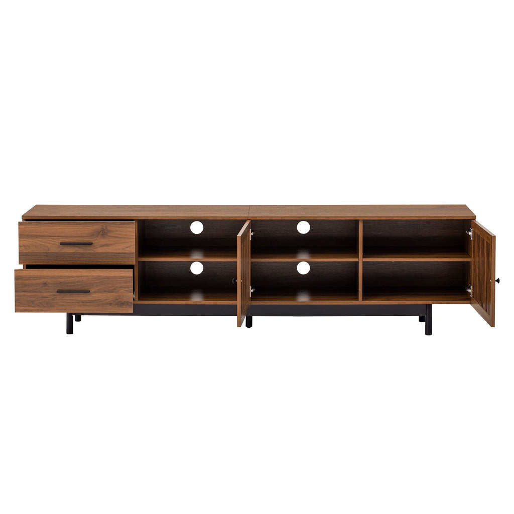 78" TV Stand For TVs Up To 85" Entertainment Center With Deep Drawers & Cable Management, Soft Closing Hinges - Walnut