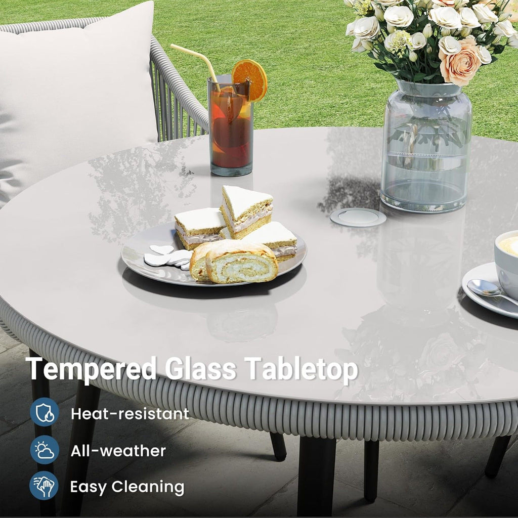 5 Piece Twisted Rattan Patio Dining Set With Table