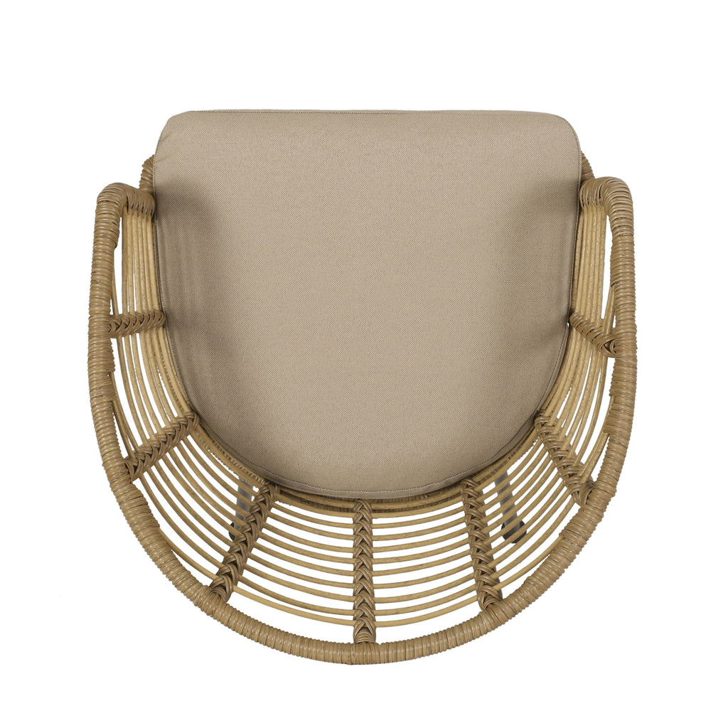 Randy - Modern Wicker Chair With Water Resistant Cushions - Brown / Beige