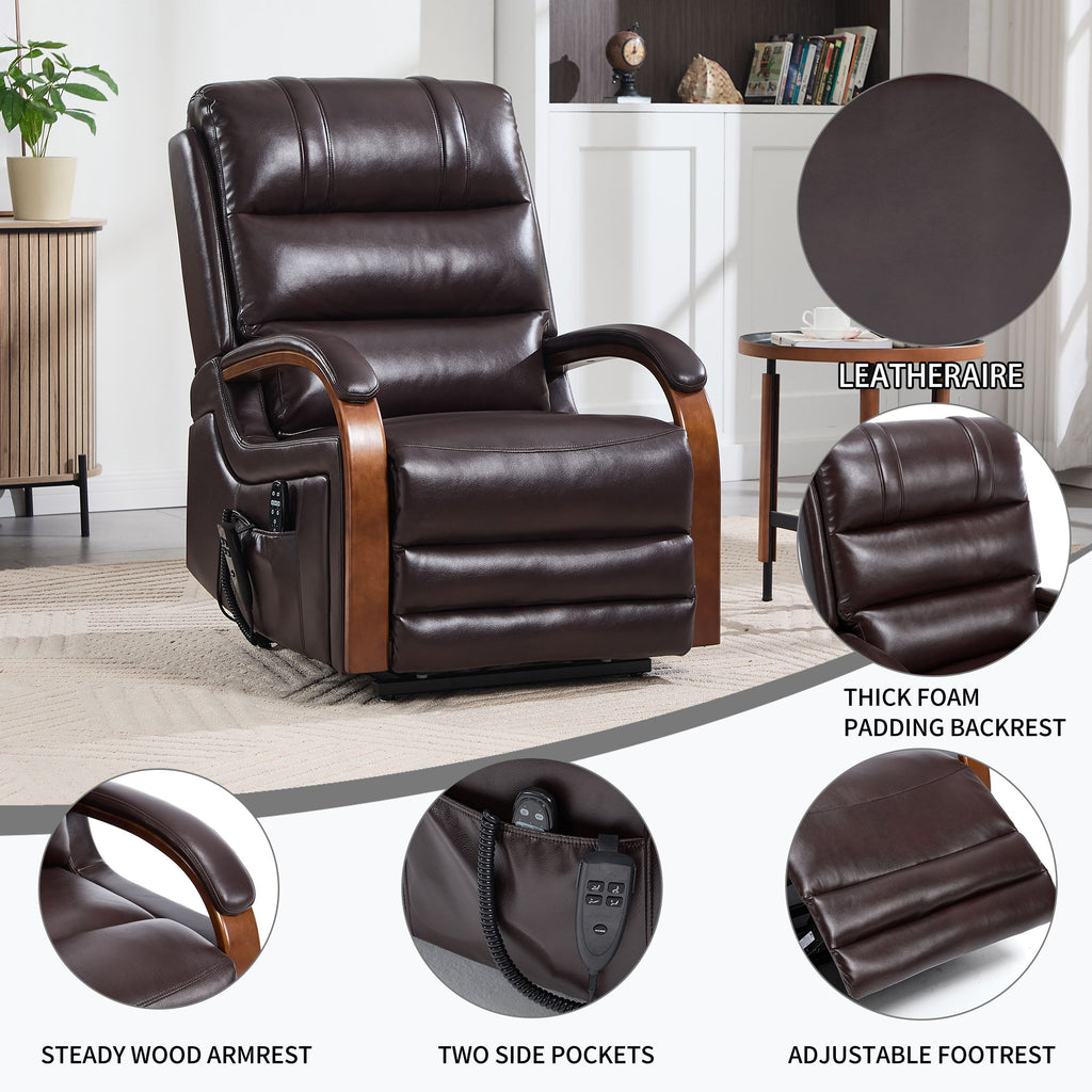 Power Lift Recliner Chair Dual Motor Infinite Position With Heat Massage And Heavy Duty Motion Mechanism - Brown