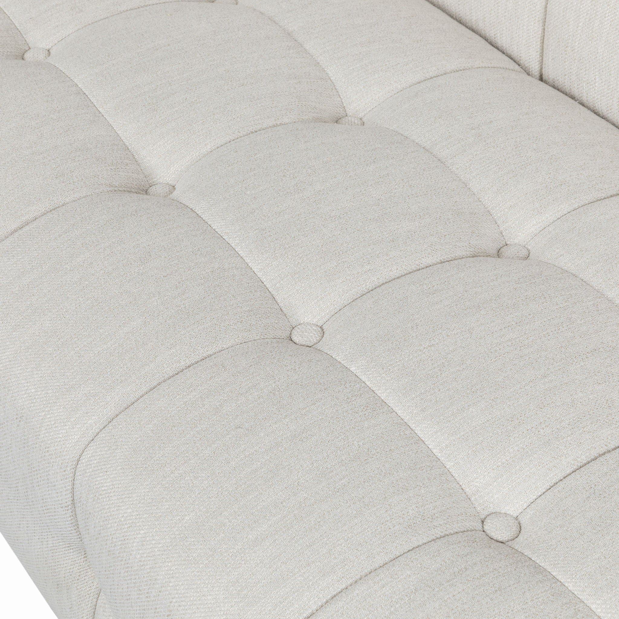 Contemporary 3 Seater Sofa With Button Tufted Waffle Stitching - Beige