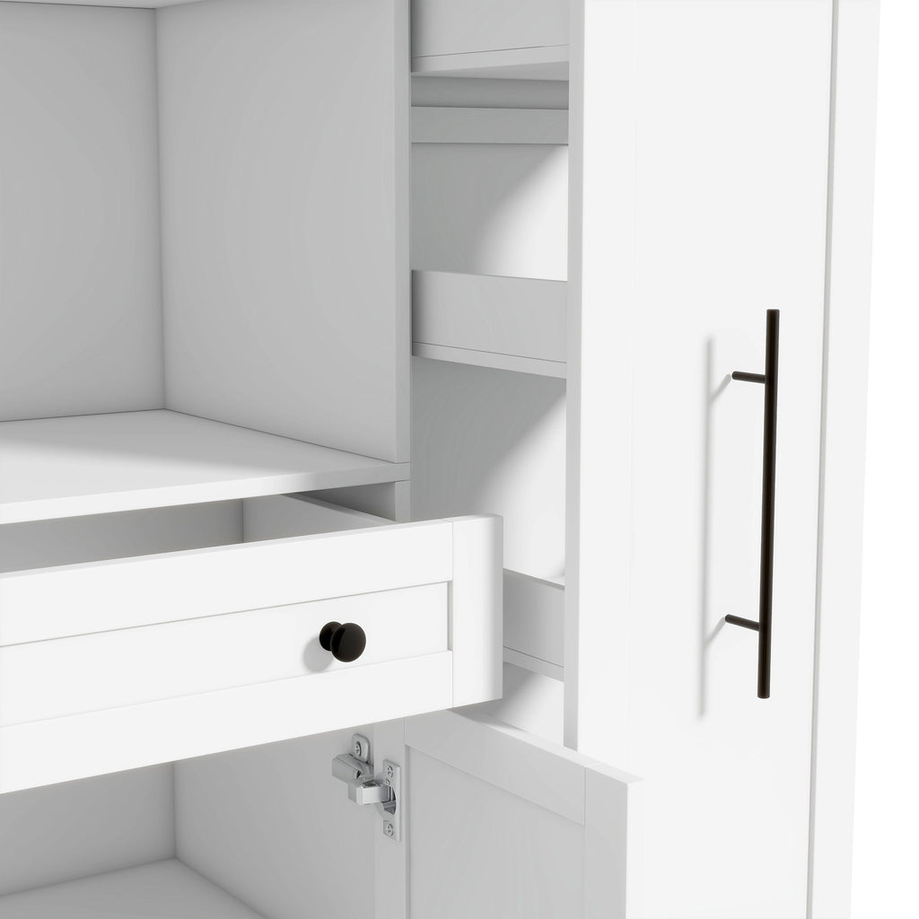 Large Kitchen Pantry Storage Cabinet Cupboard With Pull Out Side Cabinet