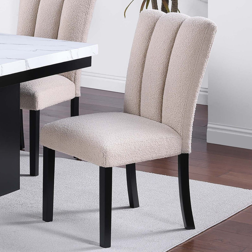 Upholstered Dining Chairs With Channel Tufting (Set of 2) - Black / Black / Neutral / Neutral