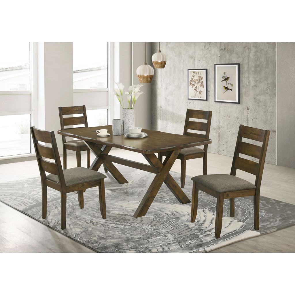 Carbon - Rectangular Dining Table With X Base Design - Brown