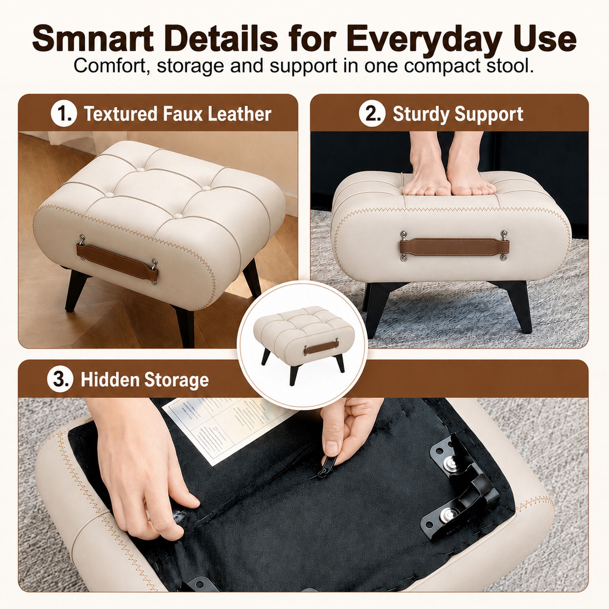 Minimalist Footstool With Hidden Storage