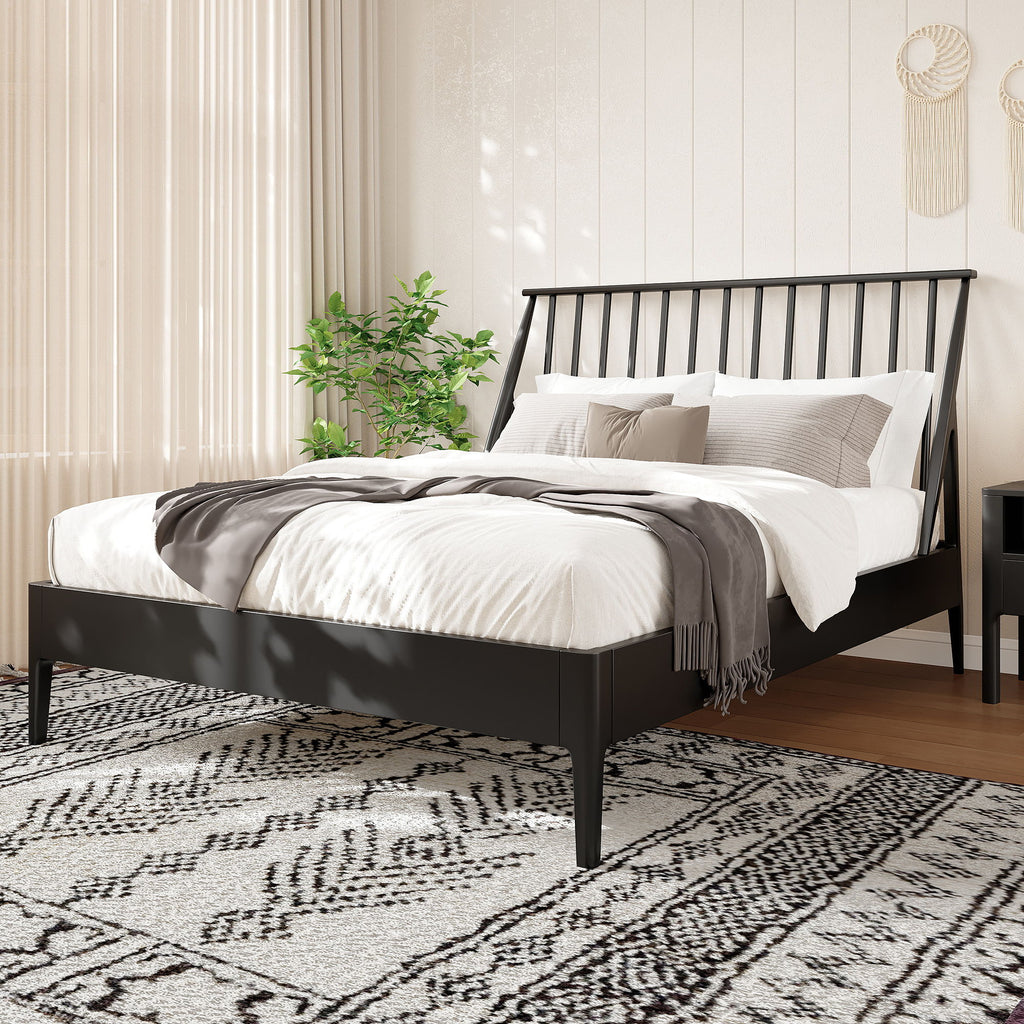 Bohemian Platform Bed With Tall Headboard