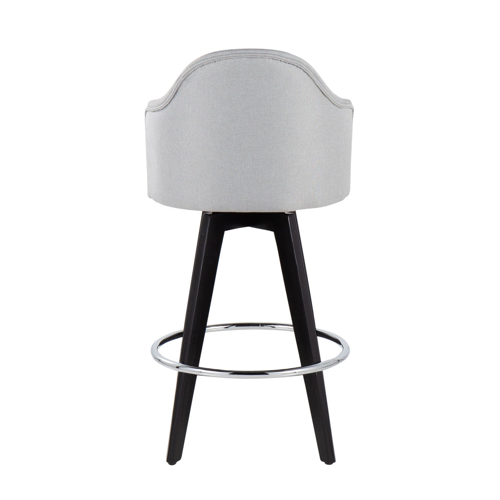 Ahoy - Contemporary Fixed Height Counter Stool Round Chrome Footrest (Set of 2) - Gray