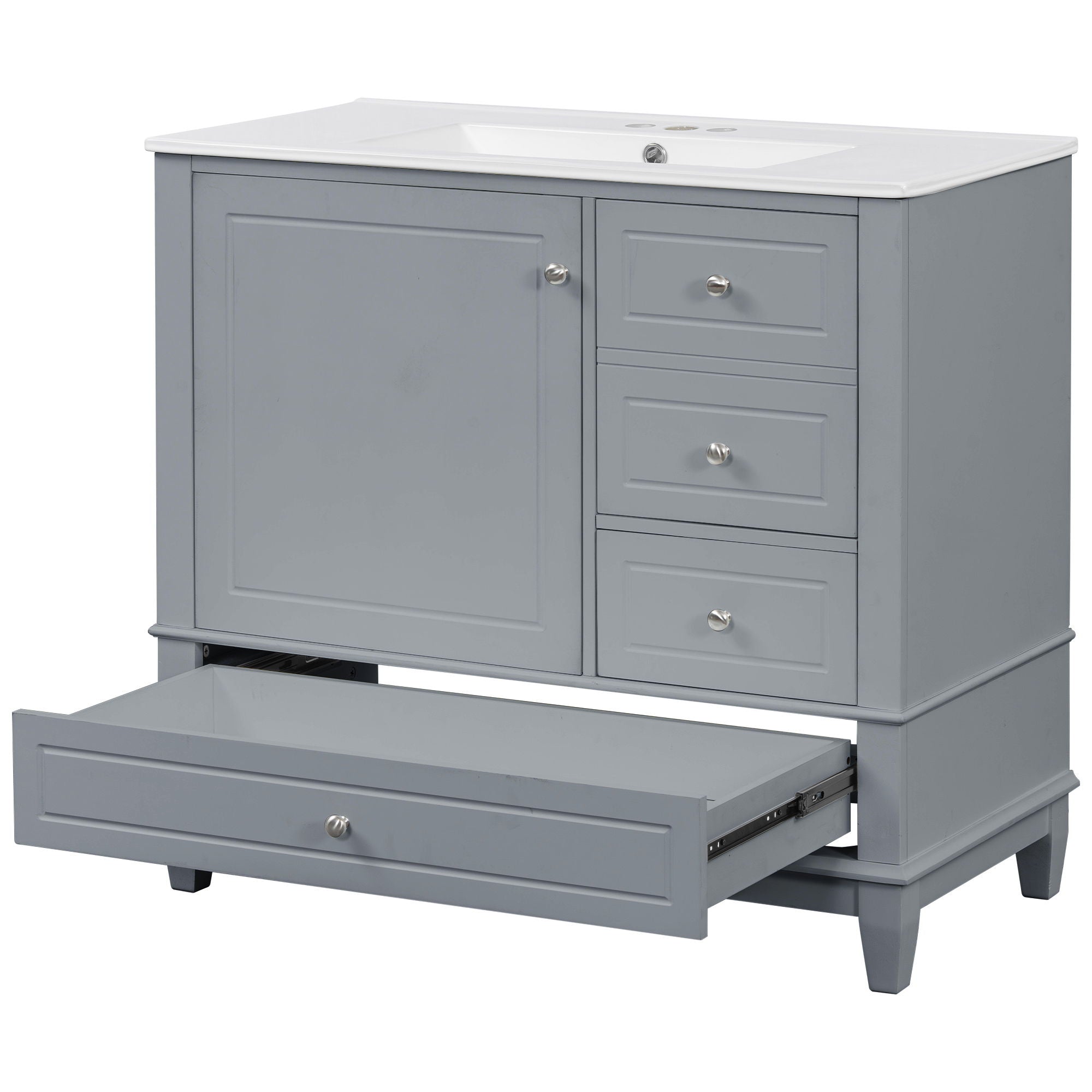 Modern Bathroom Vanity With Sink, 3 Drawers & Cabinet