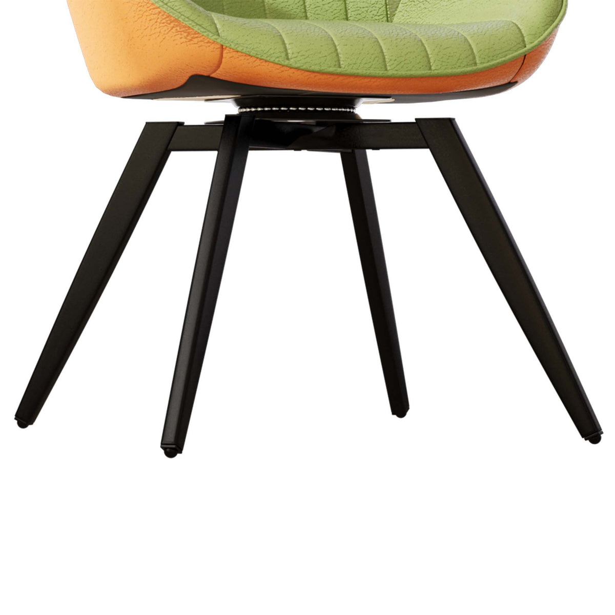 Medieval - Modern Kitchen Dining Chairs (Set of 2) With Black Metal Legs 360° Rotate - Green / Orange