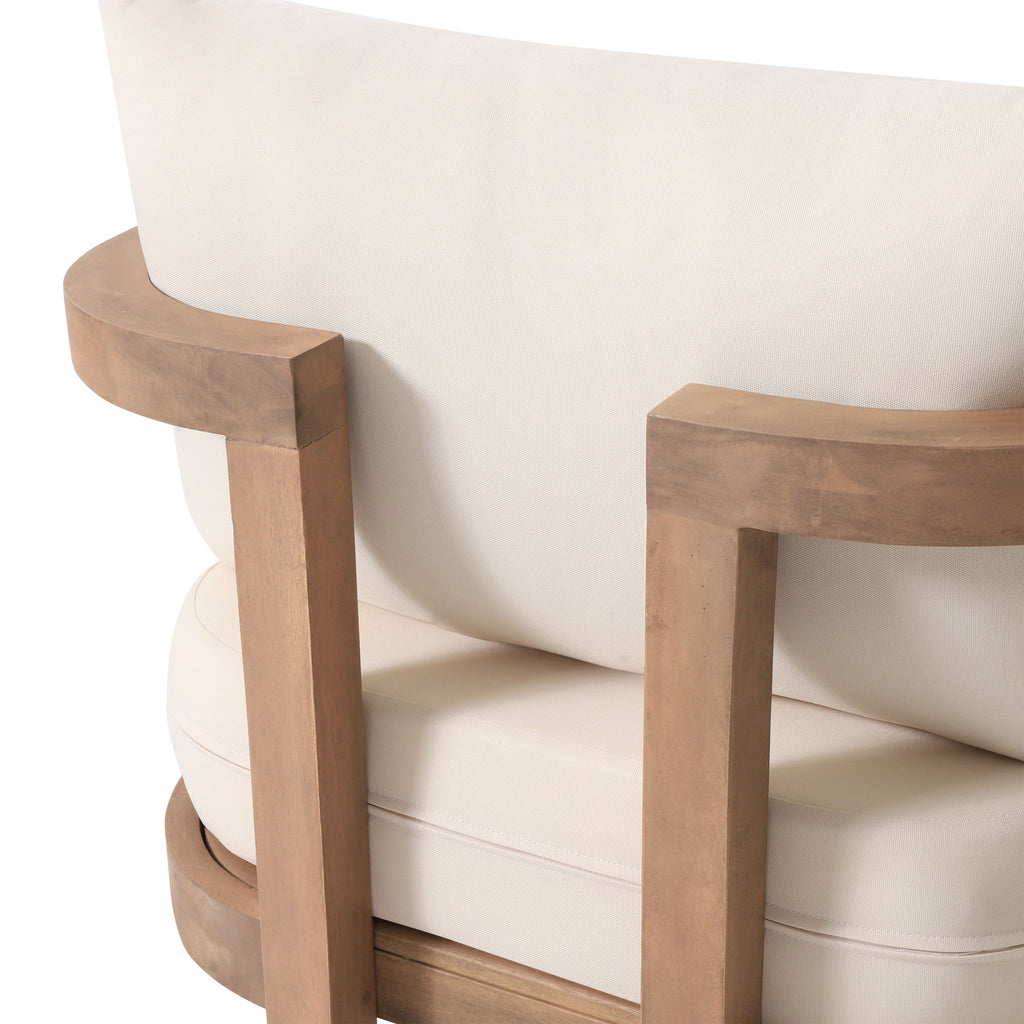 Outdoor Acacia Wood Patio Club Chair, Waterproof Thick Cushion, Deep Seating