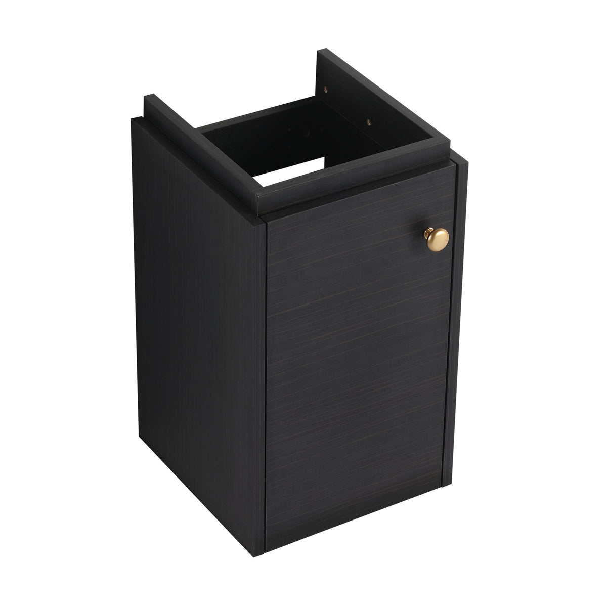 Compact Bathroom Vanity With Sink, Soft Close Door - Black Chestnut