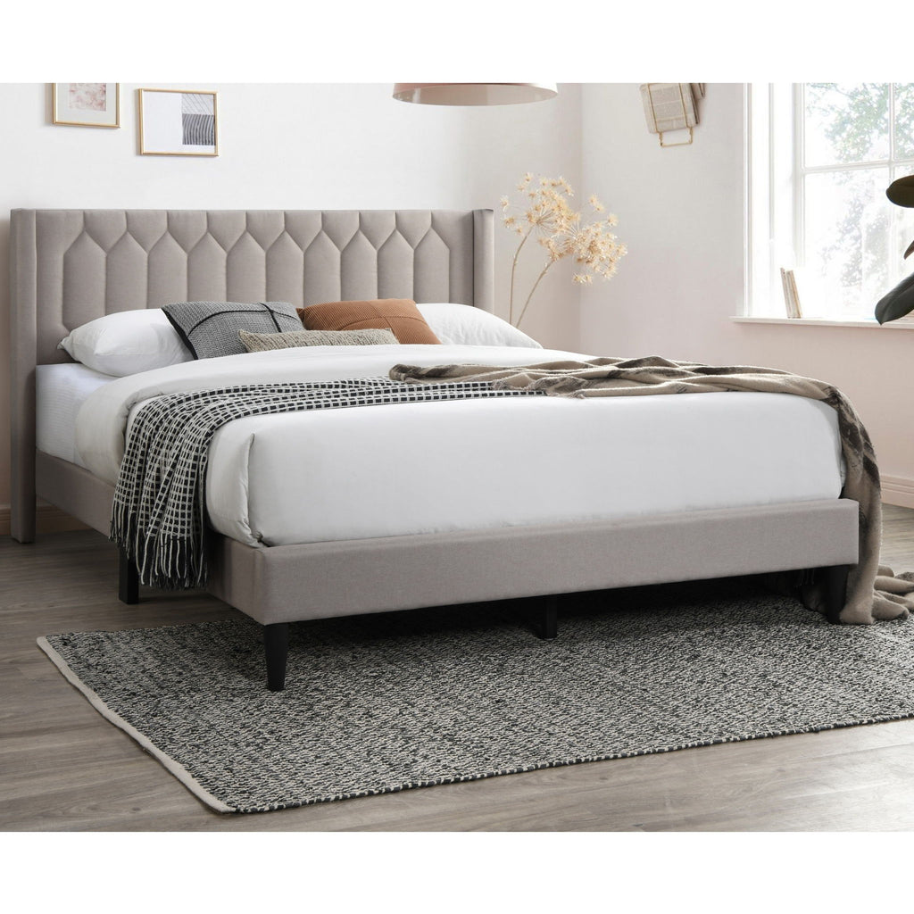 Platform Bed With Diamond Tufted Headboard