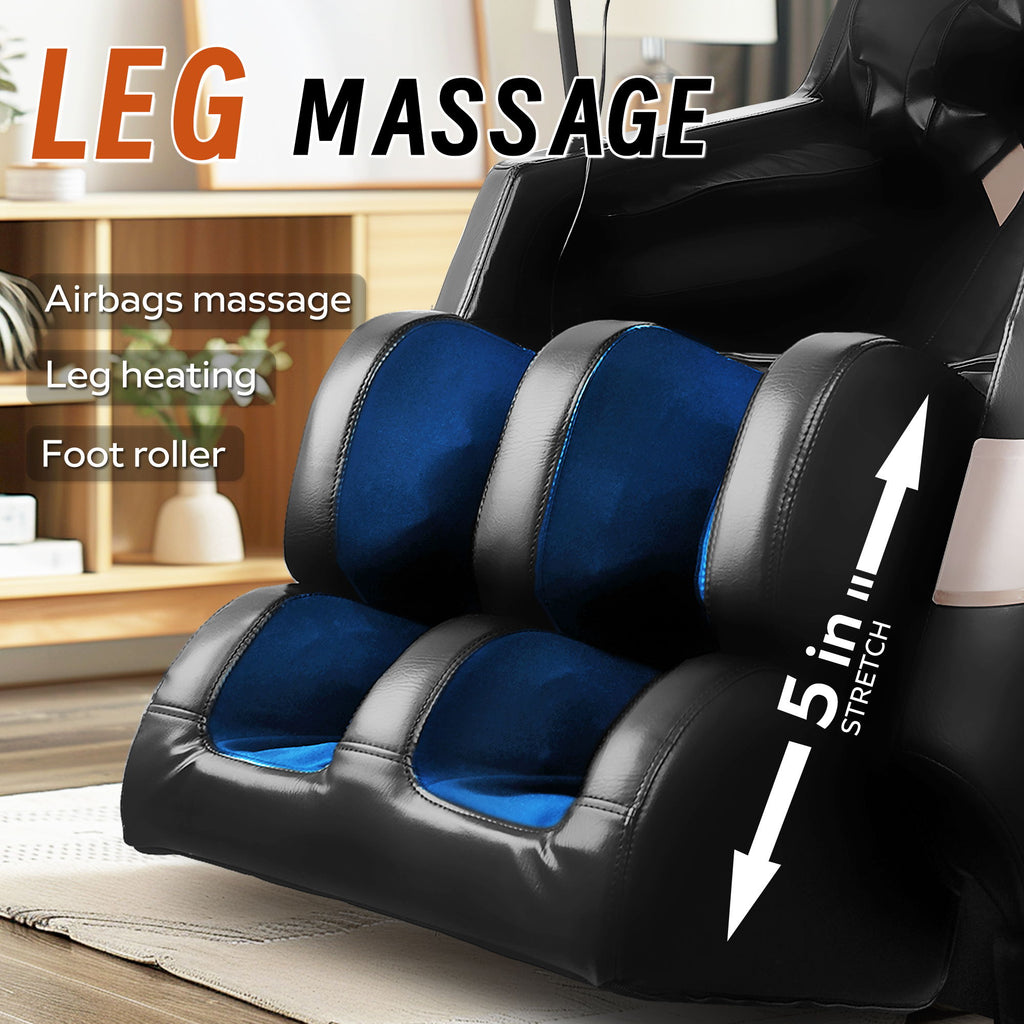 Massage Chair Recliner & Zero Gravity With Full Body Air Pressure - Black