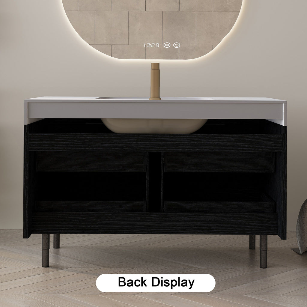 Bathroom Vanity With Undermount Sink, 4 Drawers Storage, Free Standing / Wall Mounted - Black / White