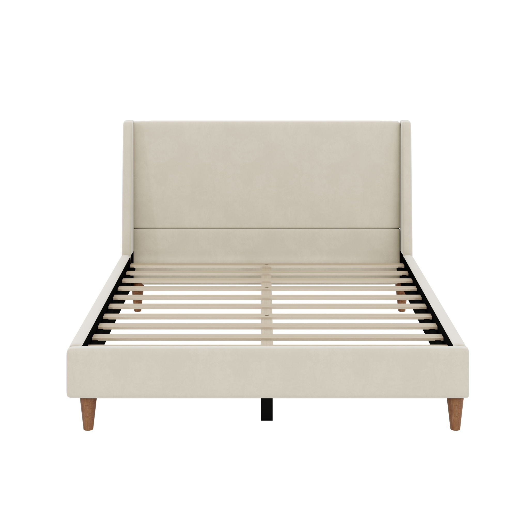 Upholstered Modern Platform Bed With Wingback Headboard