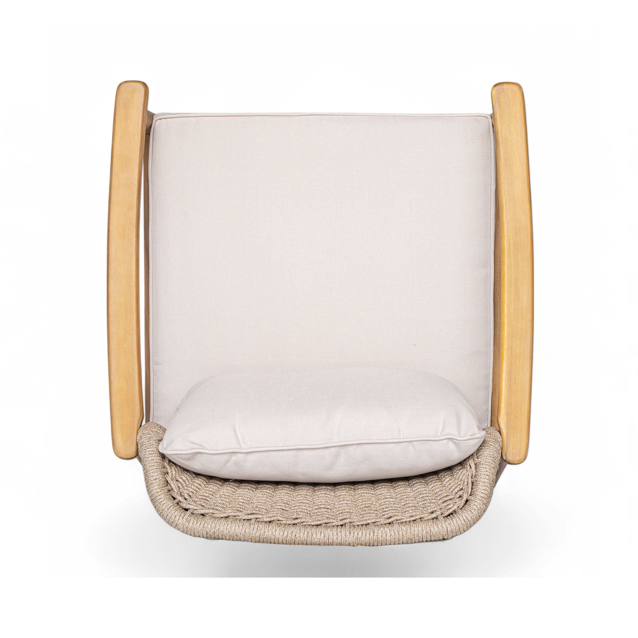 2 Piece Outdoor Acacia Wood Patio Club Chair, Patio Furniture Arm Chair With Woven Rope Backrest, Deep Seating For Porch - Light Teak / Beige